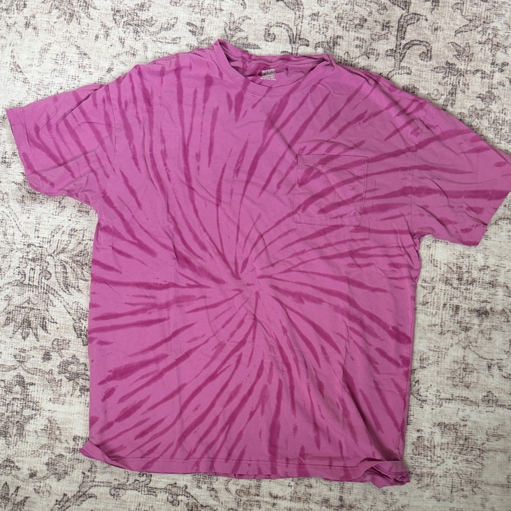 Women’s Tie-Dye Short Sleeve T-Shirt Dress - Pink